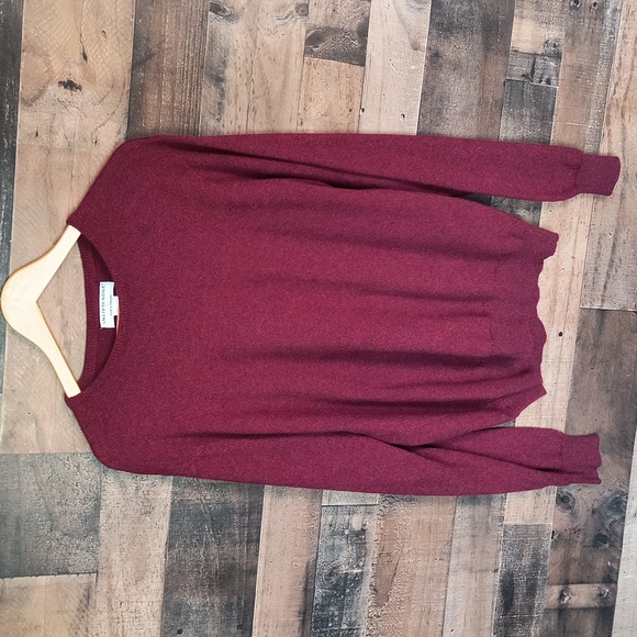 Saks Fifth Avenue Deep Red 100% Cashmere Crew Neck Sweater Sz Large Men - Picture 1 of 16
